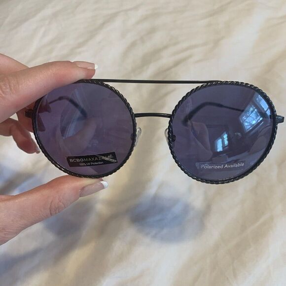 Bcbg Maxazria New Deluxe Gunmetal Blue Round Circle Sunglasses - Picture 3 of 5